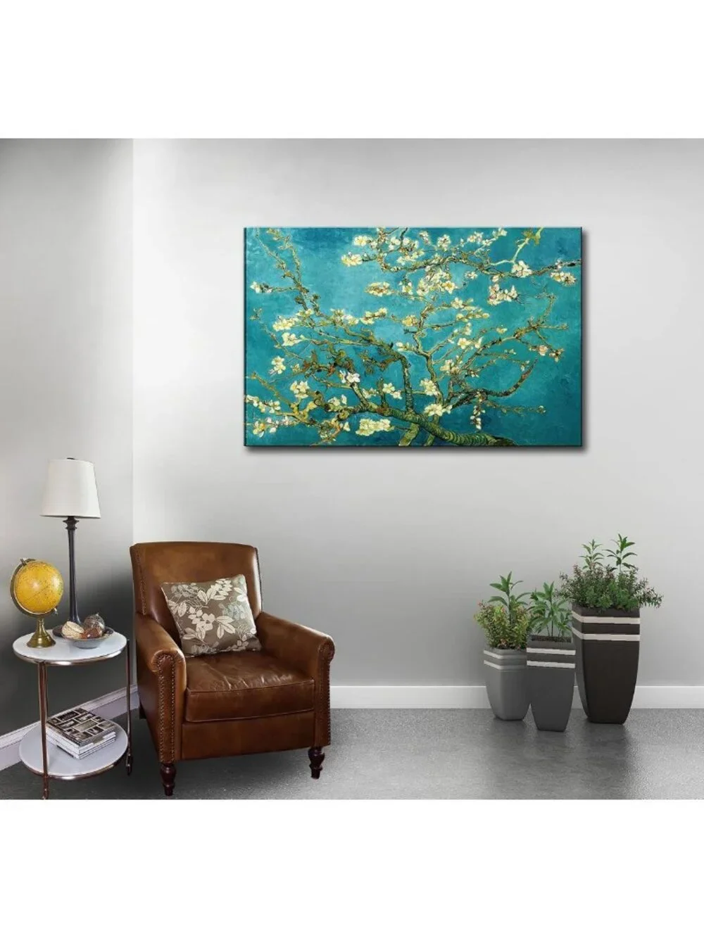 Large Floral Canvas Wall Art - Almond Blossom Modern Print for Home Decor 24x36